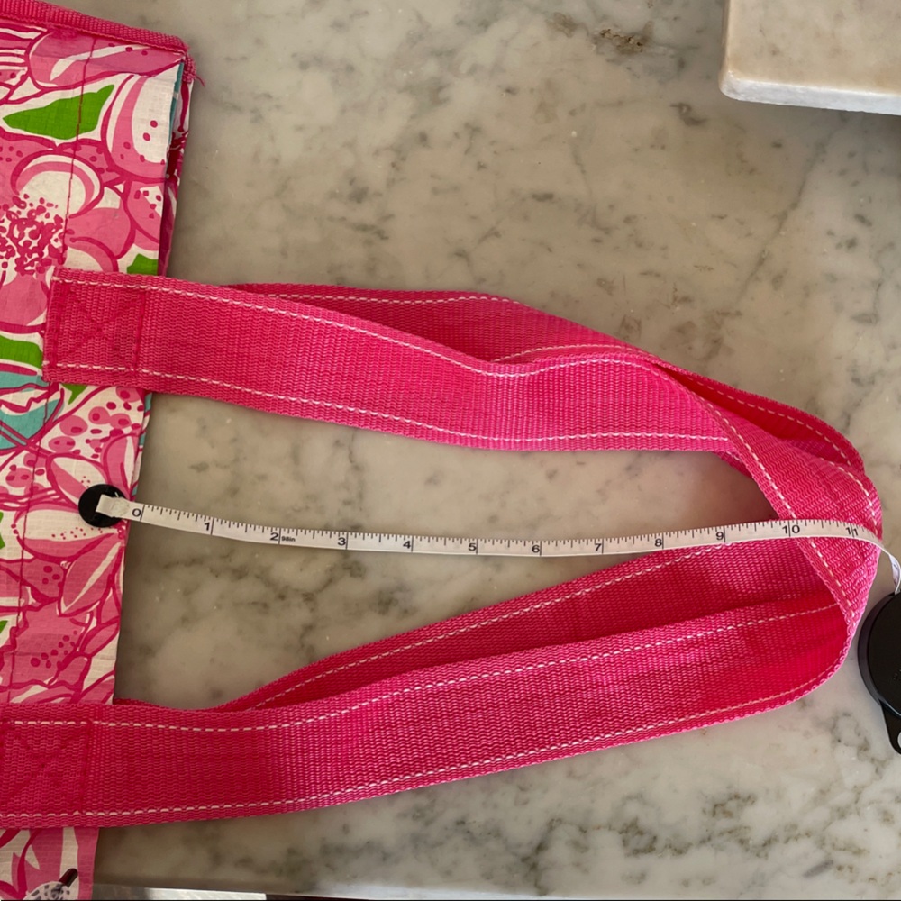 LILLY PULITZER Shore do love shopping Pink and Green Floral Market Eco Tote - Picture 12 of 16